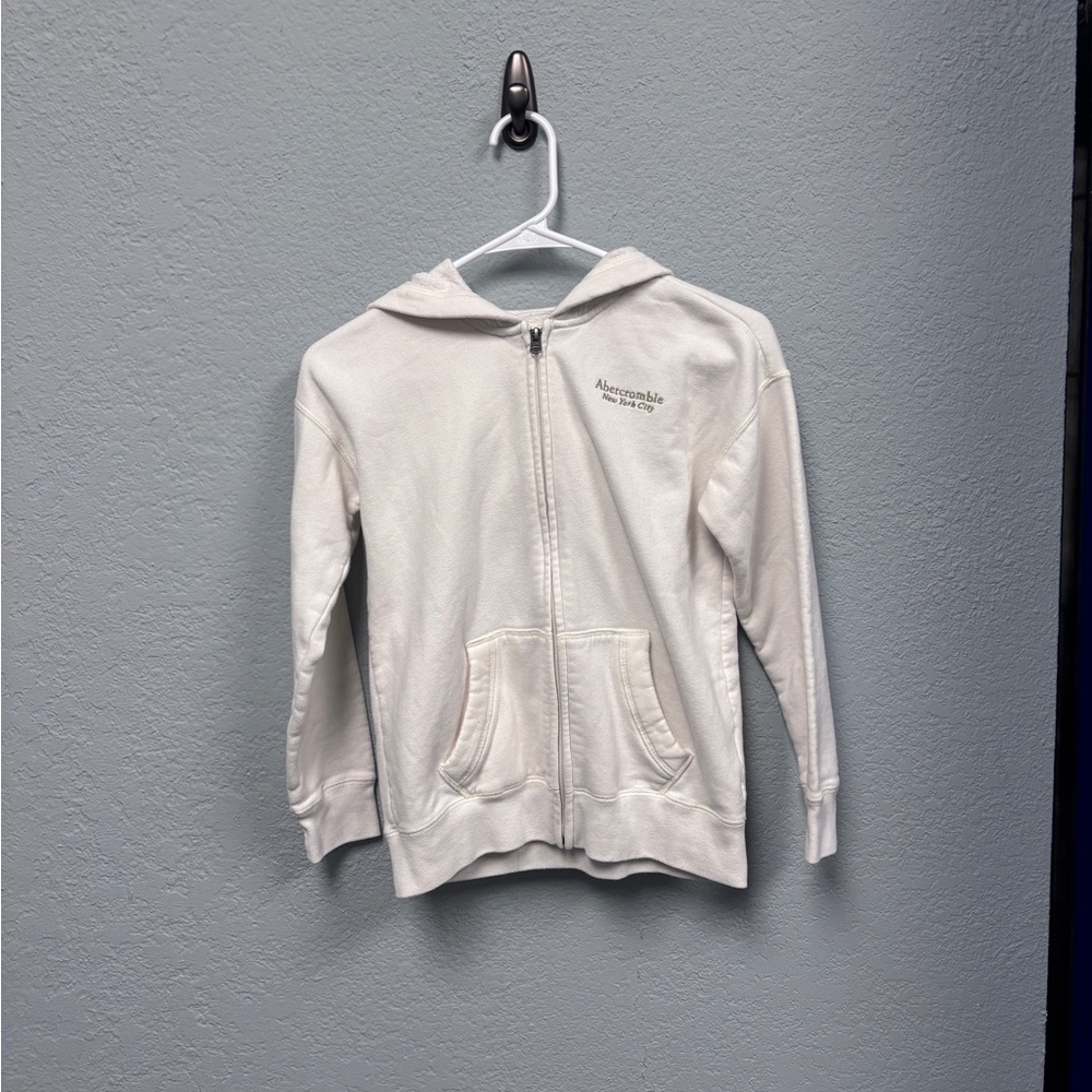 Abercrombie Kids 9-10yo Soft White/Cream Full Zip Hoodie, EUC - Picture 11 of 13